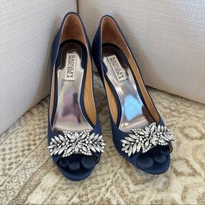 Badgley Mischka Open Toe Navy sz 7.5